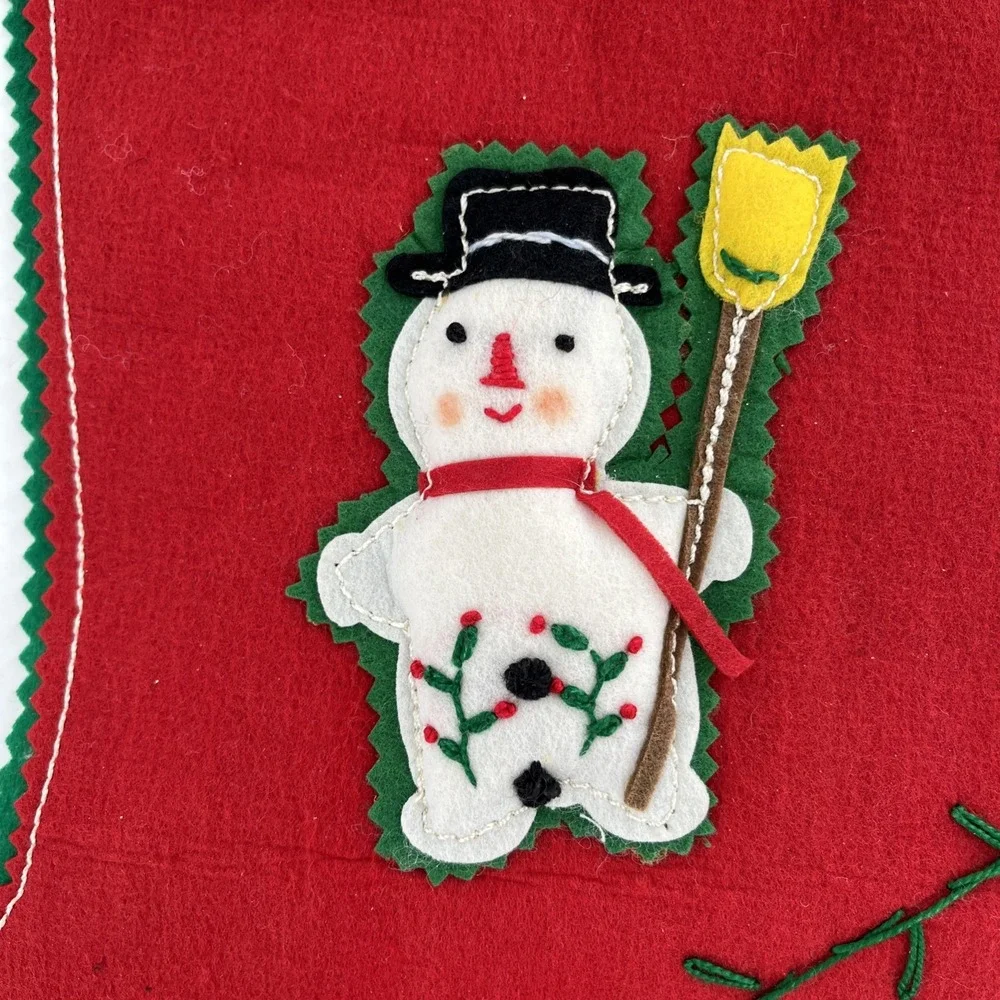 Vintage Kurt Adler Felt Christmas Stocking Snowman Handcrafted Stitch Korea, 20